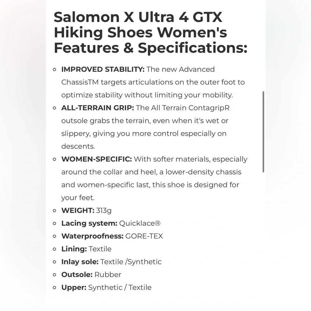 SALOMON X ULTRA 4 GTX HIKING SHOES WOMEN'S - Picture 13 of 13